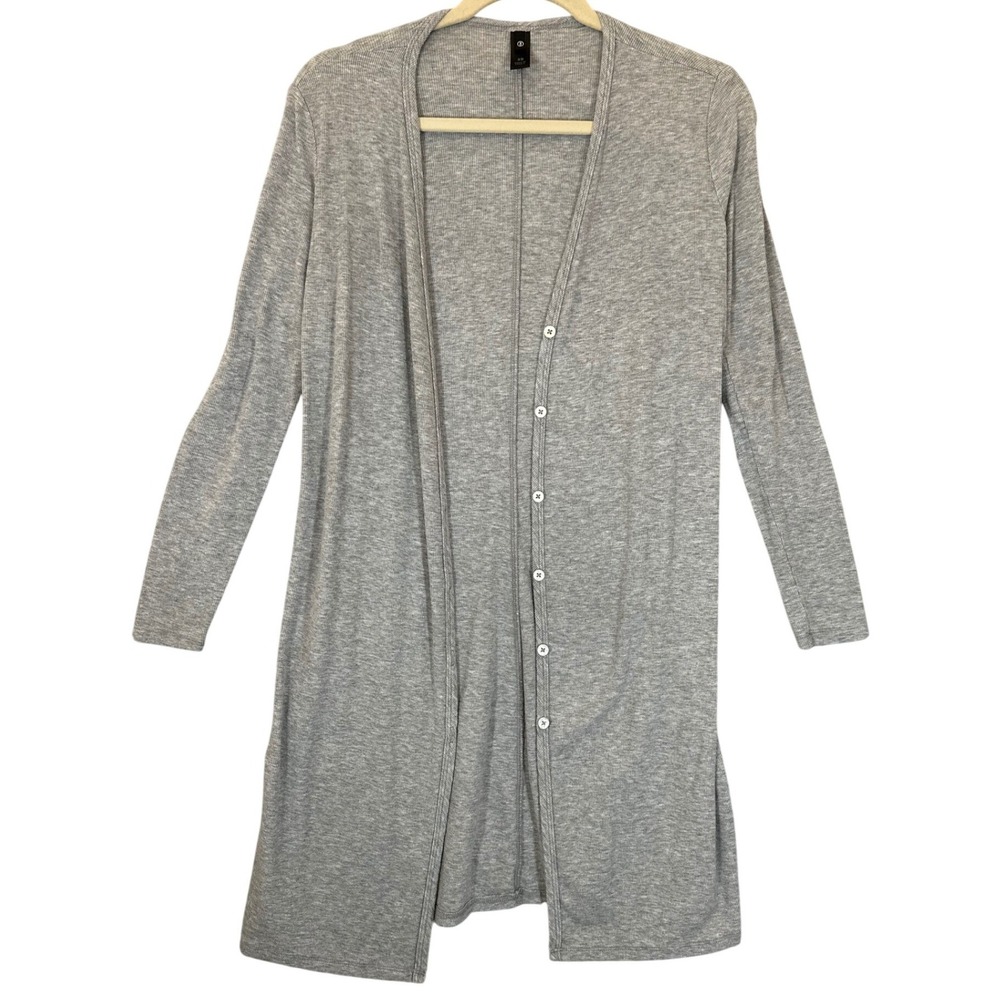 AG Adriano Goldschmied Longline Button Front‎ Ribbed Cardigan Sz XS Neutral Gray